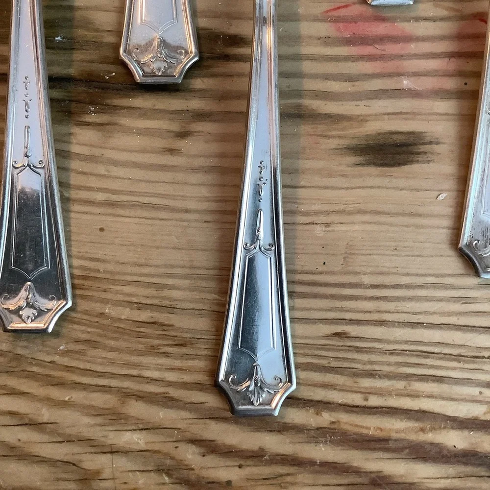 Vintage Antique Set of 6 Kirkwood Pure Silver Plate Salad Forks